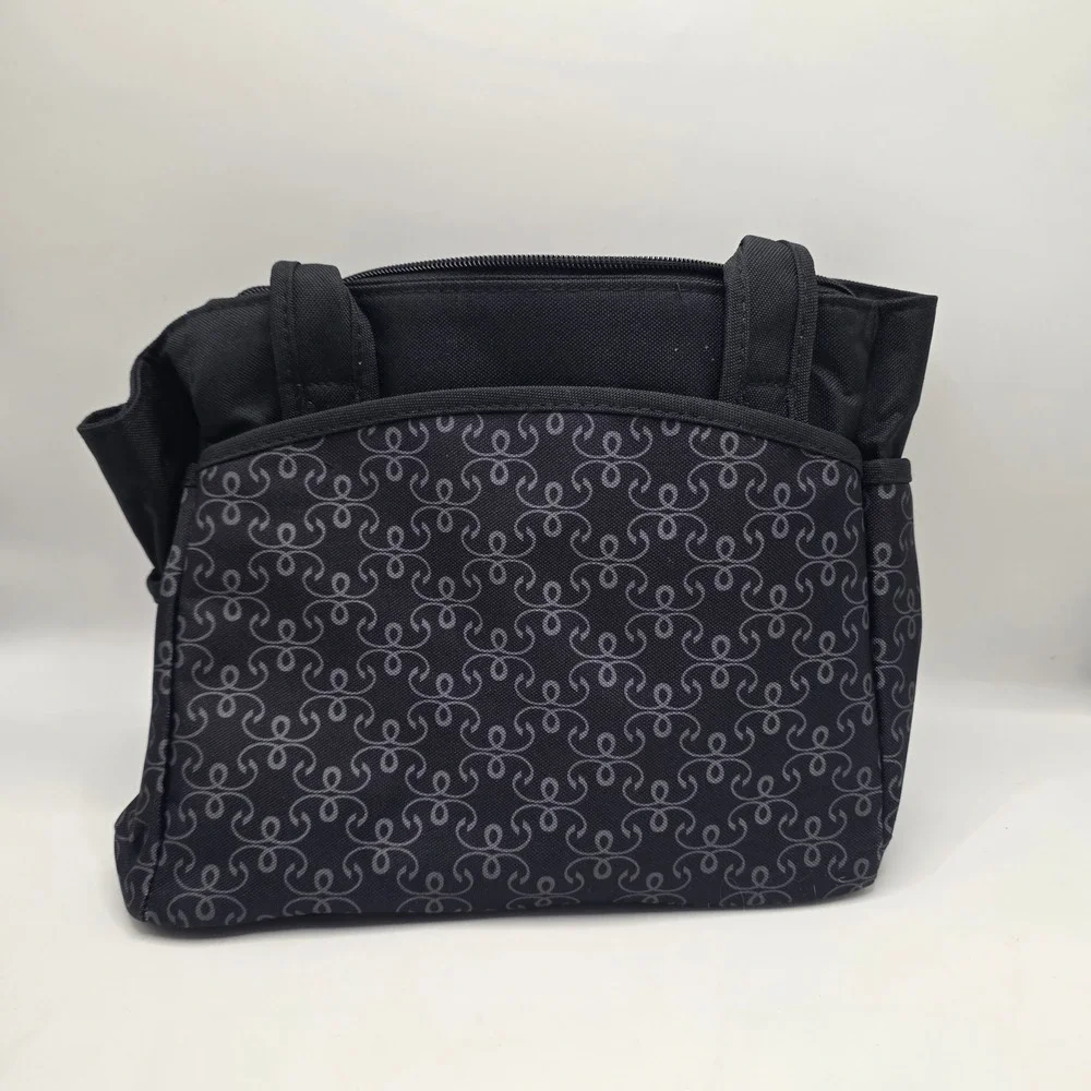 The First Years Diaper Bag Tote Unisex Black‎ Grey Swirl Canvas Travel Organizer